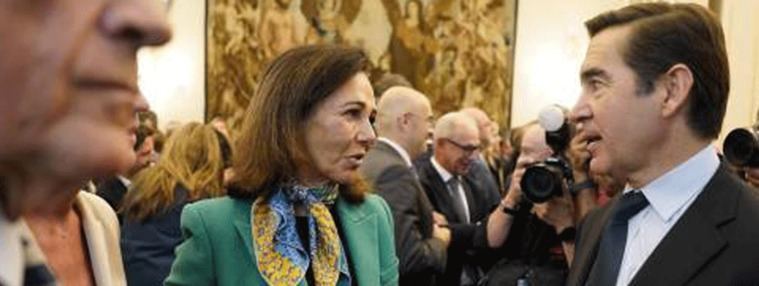 La presidenta del banco Santander, Ana Botín, y el presidente del BBVA, Carlos Torres