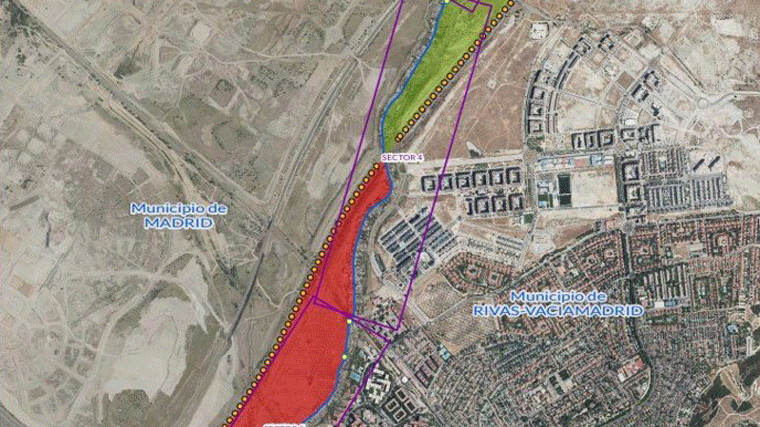 Imagen parcial del cambio de limites entre Madrid y Rivas